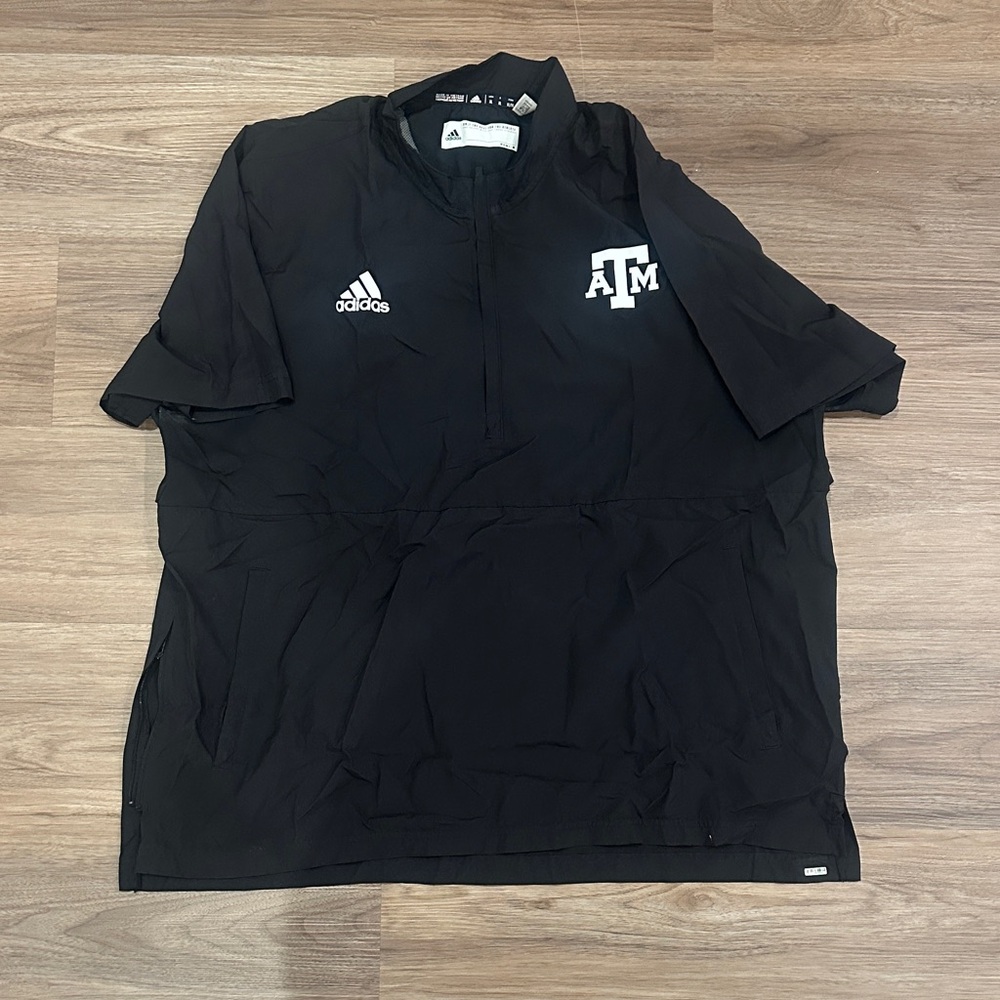 adidas Black Texas A&M Short Sleeve Quarter-Zip Pullover